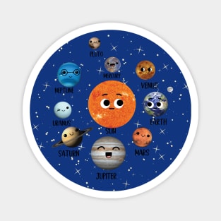 Cute Planets of Solar System Magnet